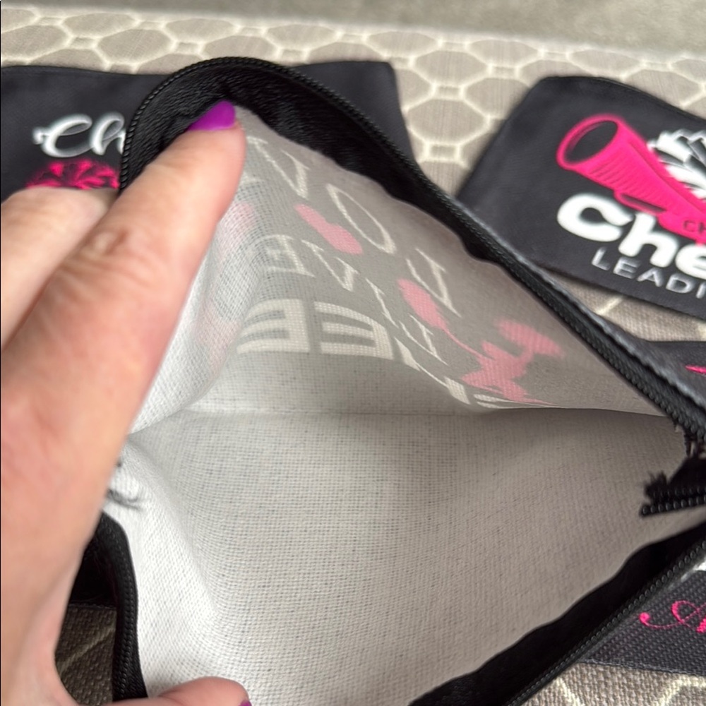 Black Cheerleading Pouch Set with Pink and White Accents - Picture 4 of 6